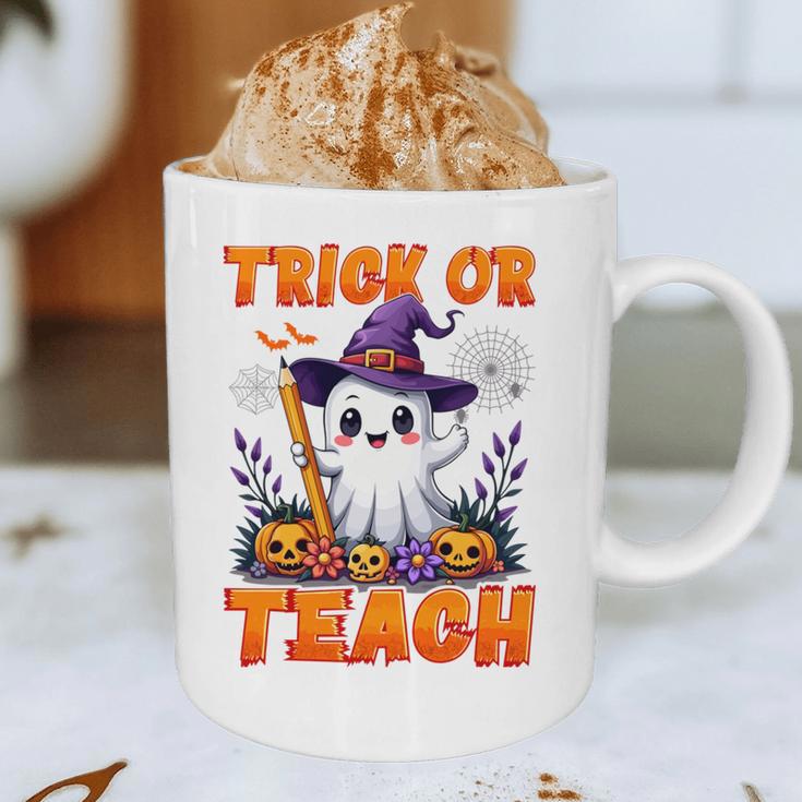 Trick Or Teach Teacher Halloween Ghost Pencil Floral Graphic Print Coffee Mug, novelty gifts, funny gifts Trick Or Teach Teacher Halloween Ghost Pencil Floral Graphic Print Coffee Mug, novelty gifts, funny gifts