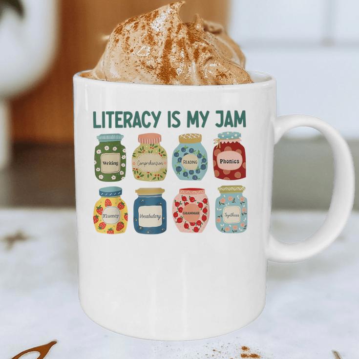 Women Literacy Is My Jam Literacy Teacher Reading Teacher Graphic Print Coffee Mug, novelty gifts, funny gifts