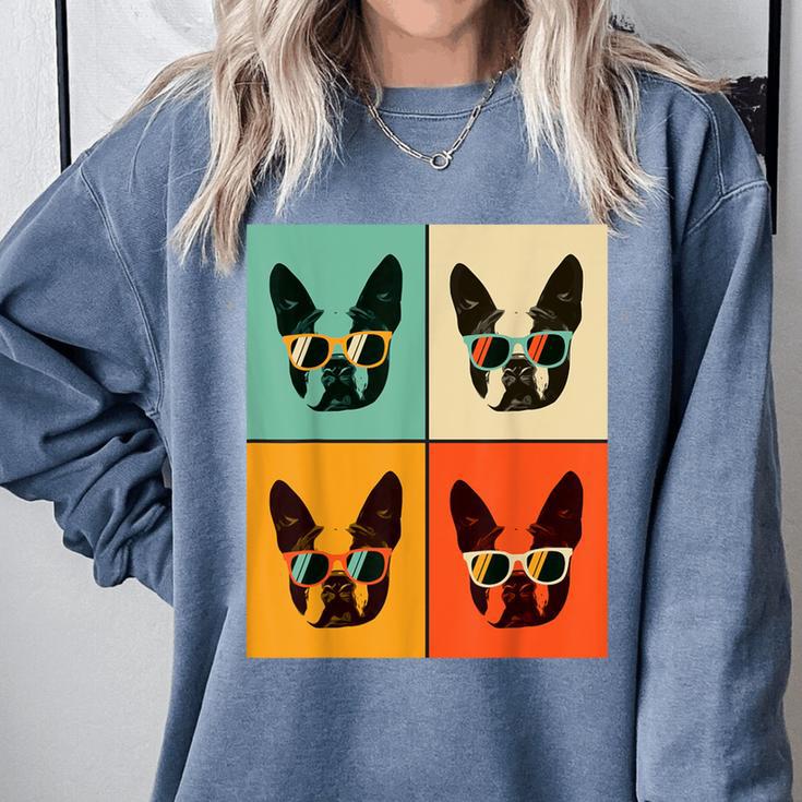 Bostie Dog Lover  Boston Terrier With Sunglasses For Men Women Girls Kids Comfort Colors Sweatshirt