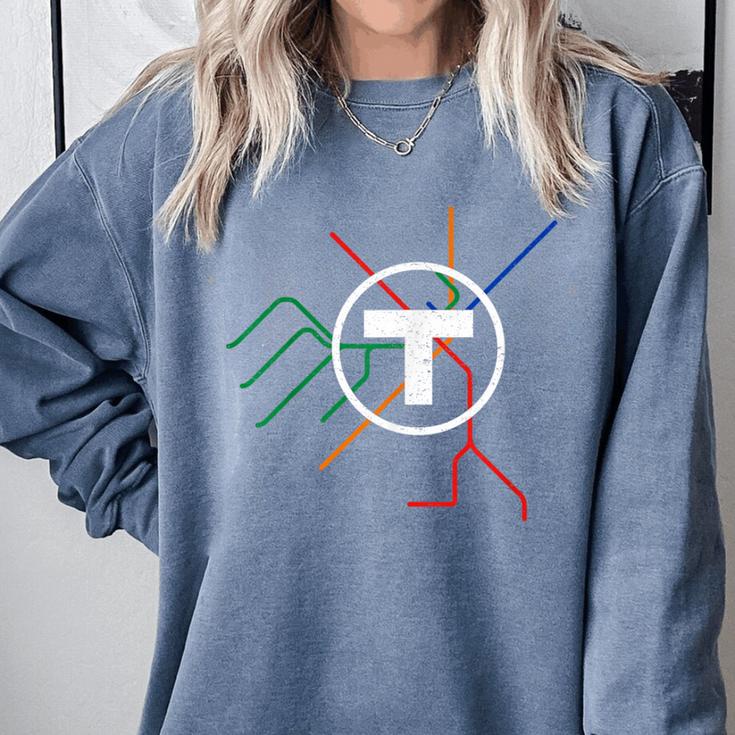 Boston T Subway Map Vintage MBTA Comfort Colors Sweatshirt
