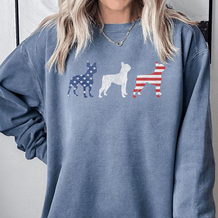 Boston Terrier 4th Of July Dog Patriotic USA Flag Man Woman Comfort Colors Sweatshirt