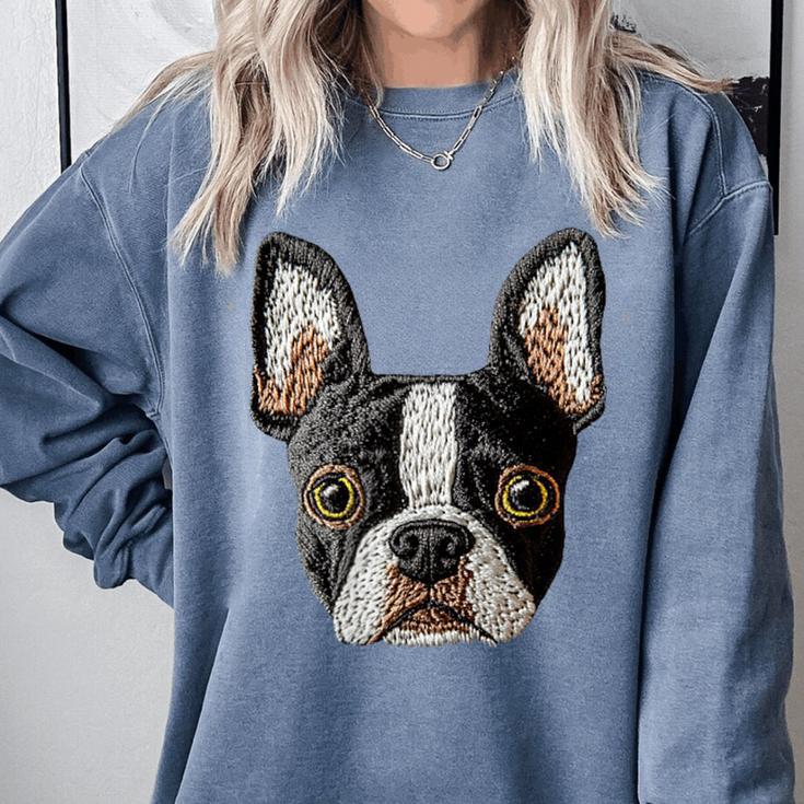 Boston Terrier Cute Puppy Face Dog Lover Pet Owner Comfort Colors Sweatshirt