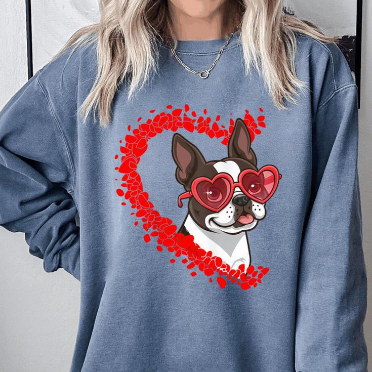 Boston Terrier Dog Mom Dad Valentine’s Day Pet Lover  For Men Women Kids Comfort Colors Sweatshirt