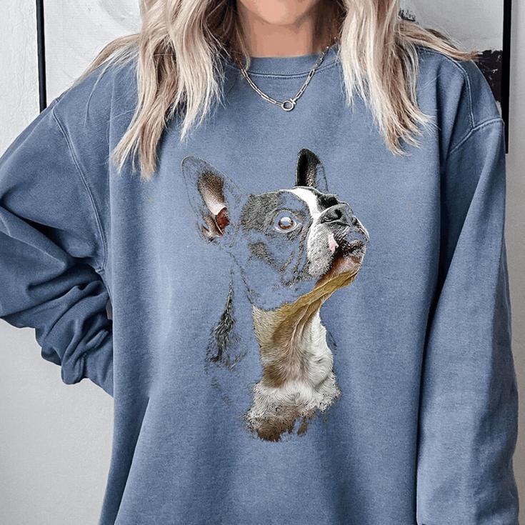 Boston Terrier Dog Graphic Pet Art Boston Terrier For Men Women Kids Comfort Colors Sweatshirt