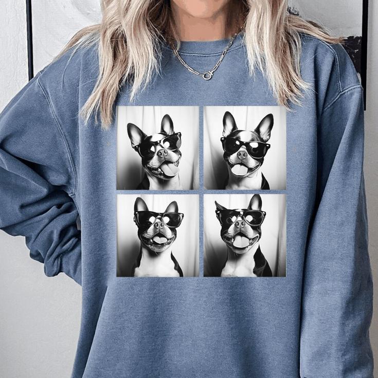 Boston Terrier Dogs With Sunglasses Photo Pets Meme Comfort Colors Sweatshirt