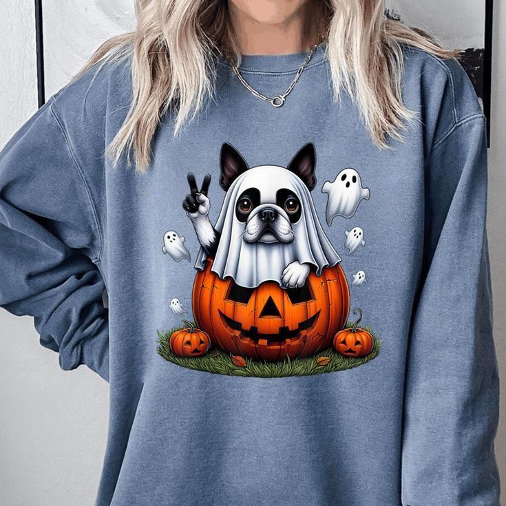 Boston Terrier Ghost Boo Halloween Kids Comfort Colors Sweatshirt