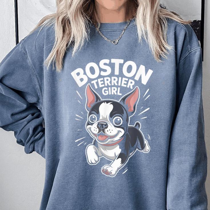 Boston Terrier Girl Cute Cartoon For Dog Owners Pet Terrier Comfort Colors Sweatshirt