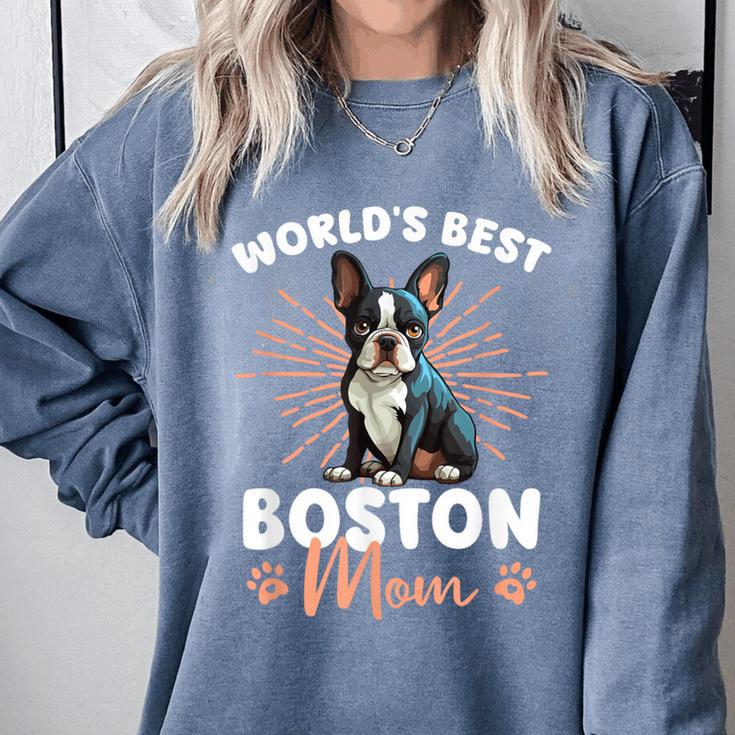 Boston Terrier Groovy World's Best Boston Mom Comfort Colors Sweatshirt