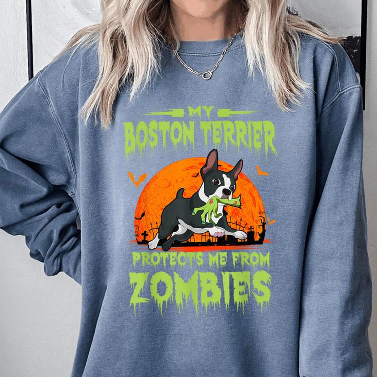 Boston Terrier Halloween Zombie American Gentleman Dog Lover Comfort Colors Sweatshirt
