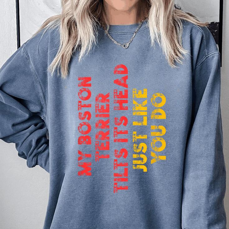 Boston Terrier Mom Dad Dog Lover Owner Women Men Comfort Colors Sweatshirt