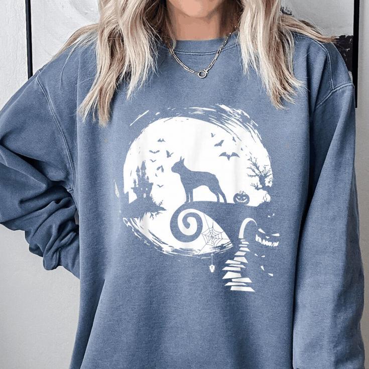 Boston Terrier And Moon Halloween Costume Dog Lover Comfort Colors Sweatshirt