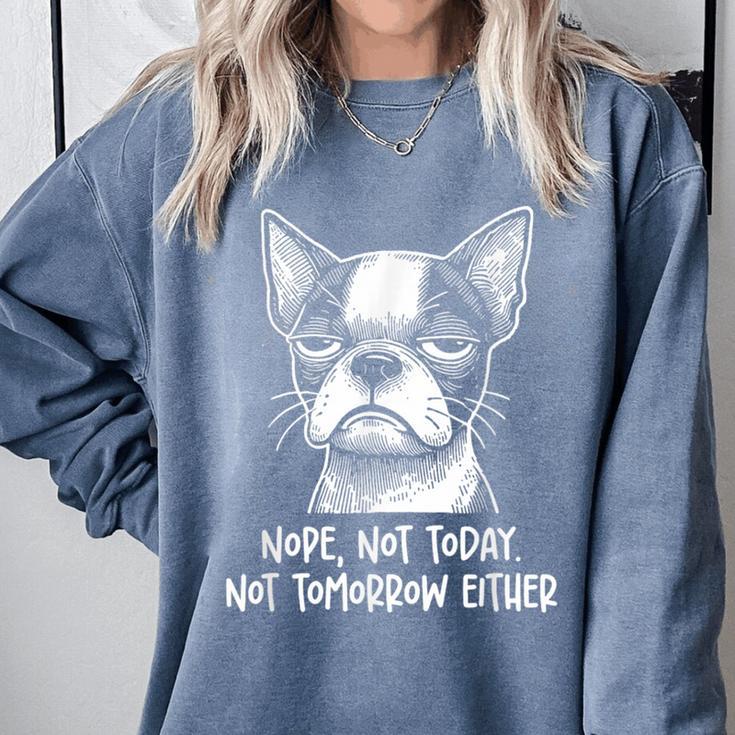 Boston Terrier Nope Not Today Not Tomorrow Either Sarcastic Comfort Colors Sweatshirt