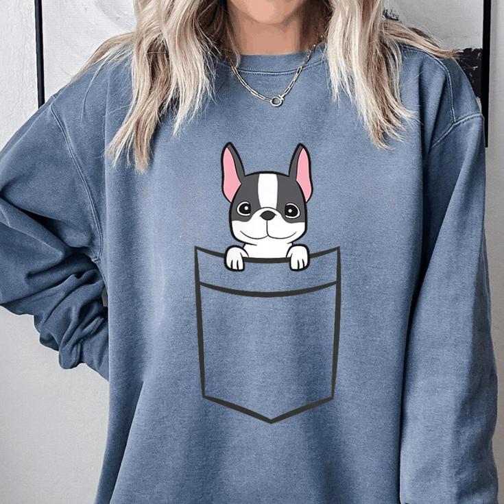 Boston Terrier In The Pocket Cute Boston Terrier Dog For Men Women Girls Kids Comfort Colors Sweatshirt