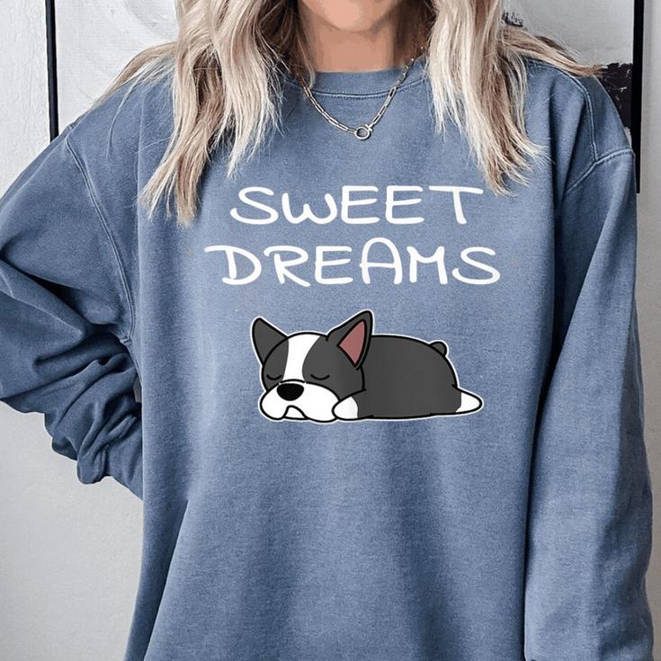 Boston Terrier Puppy Sweet Dreams Pajama For Bedtime Tank Top Comfort Colors Sweatshirt