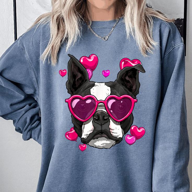 Boston Terrier Valentines Day Shirt Heart Dog Lover Comfort Colors Sweatshirt