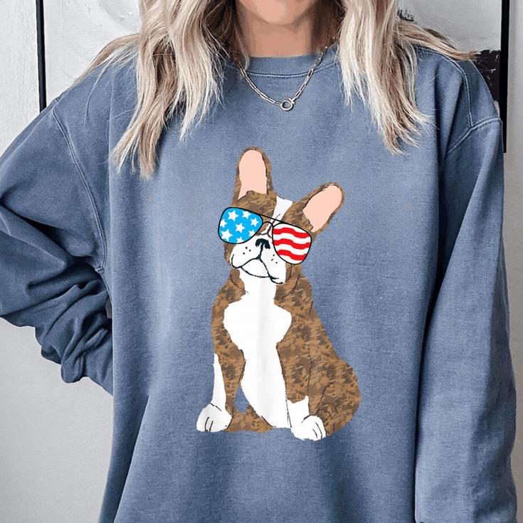 Brindle Boston Terrier Dog Patriotic Shirt USA Flag Comfort Colors Sweatshirt