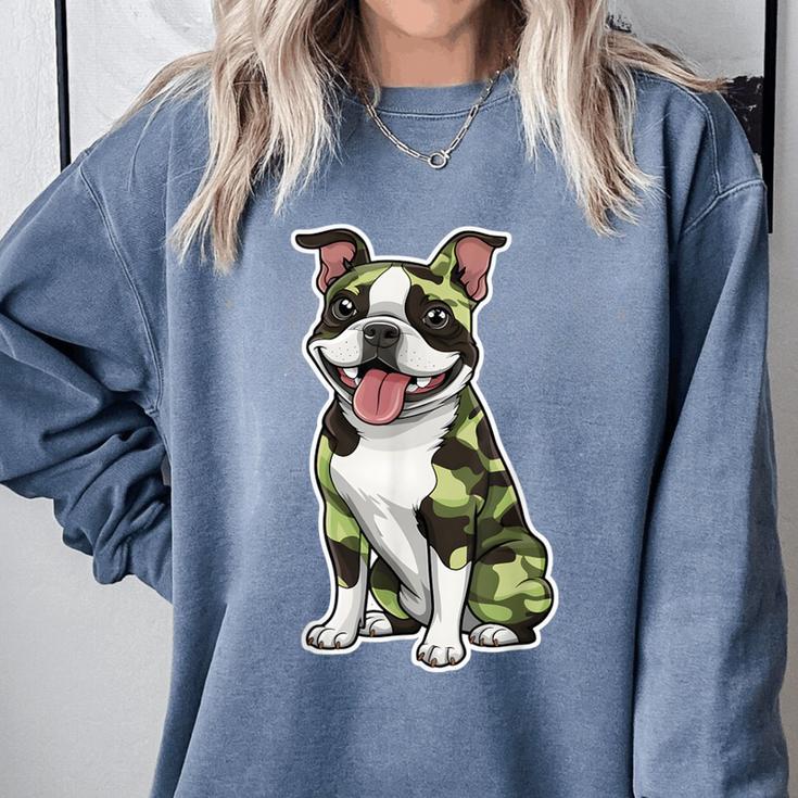 Camo Boston Terrier Pet Owner Camouflage Dog Lover Comfort Colors Sweatshirt