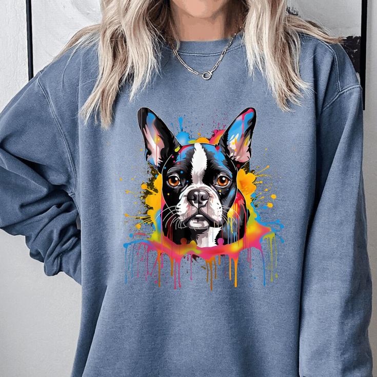 Colorful Boston Terrier Dog For Men Women Kids Comfort Colors Sweatshirt
