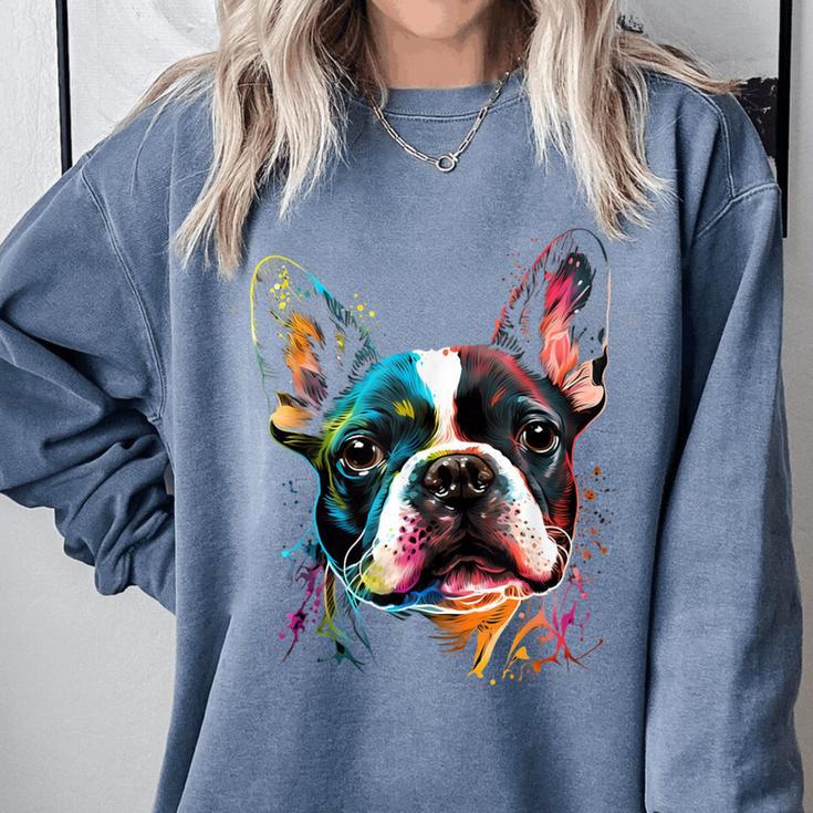 Cute Boston Terrier Puppy Dog Art Lover Unique Painting For Men Women Kids Comfort Colors Sweatshirt