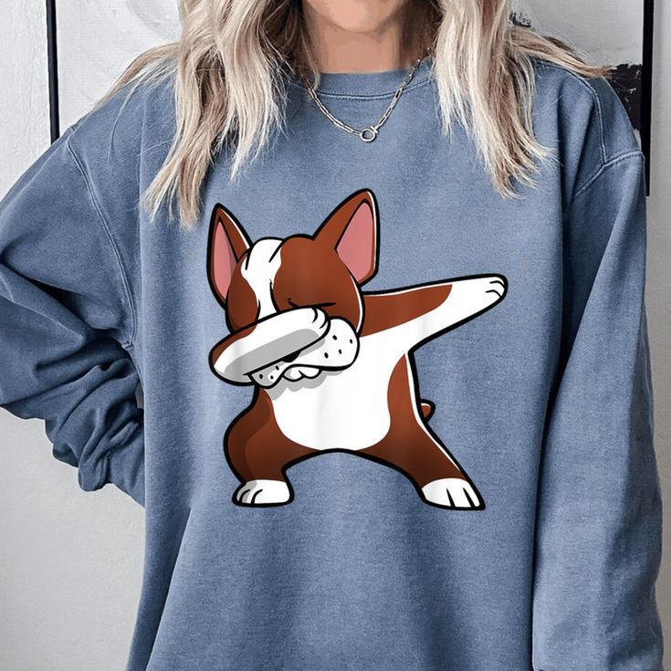 Dabbing Red Boston Terrier Dab Dance Dog Men Women Kids Comfort Colors Sweatshirt