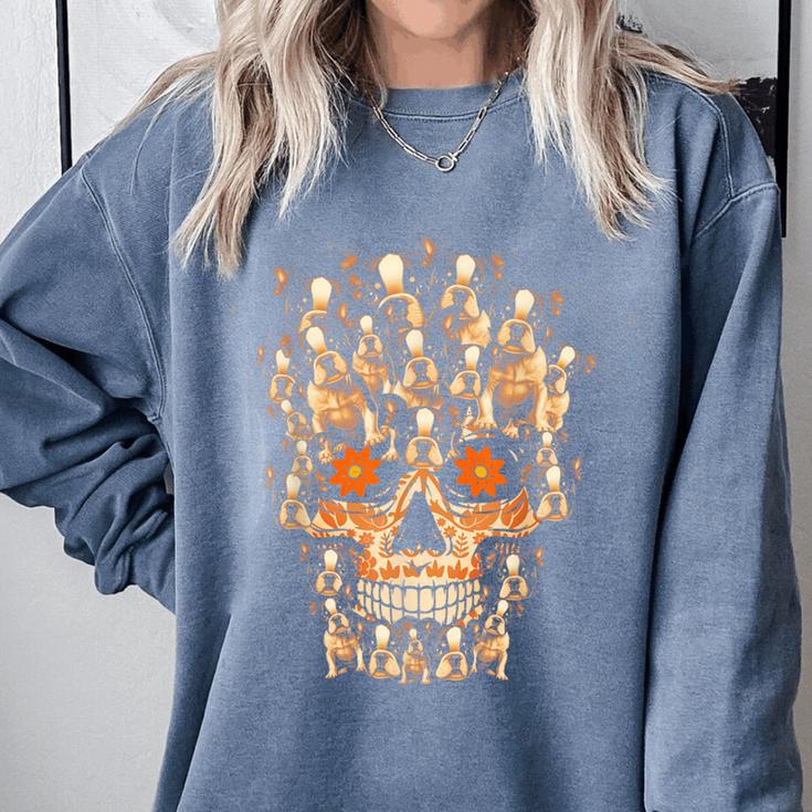 Halloween Costume Skull Boston Terrier Dog Lover For Men Women Kids Comfort Colors Sweatshirt