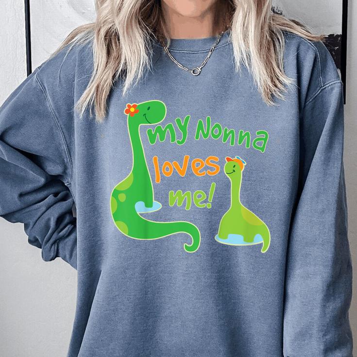 Kids My Nonna Loves Me Dinosaur Grandson Comfort Colors Sweatshirt