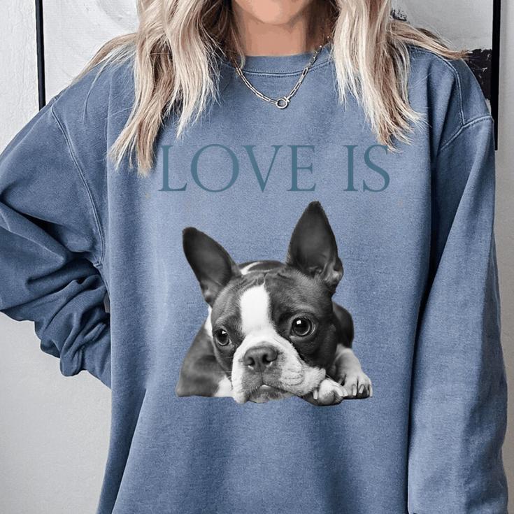 Love Is Boston Terrier Bostie Comfort Colors Sweatshirt
