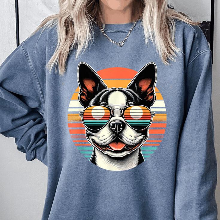 Retro Sunset Sunglasses Boston Terrier Boston Bull Bostie Comfort Colors Sweatshirt