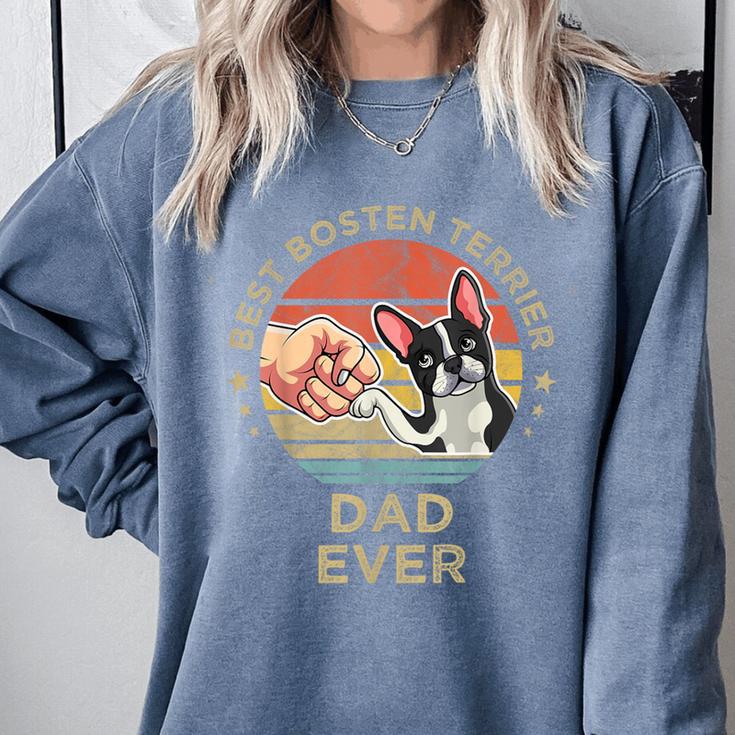 Vintage Best Boston Terrier Dad Ever Dog Father Father's Day Men Girls Kids Comfort Colors Sweatshirt