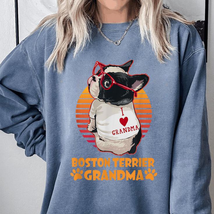 Vintage Boston Terrier Grandma Wear Sunglasses Dog Lover Men Women Girls Kids Comfort Colors Sweatshirt
