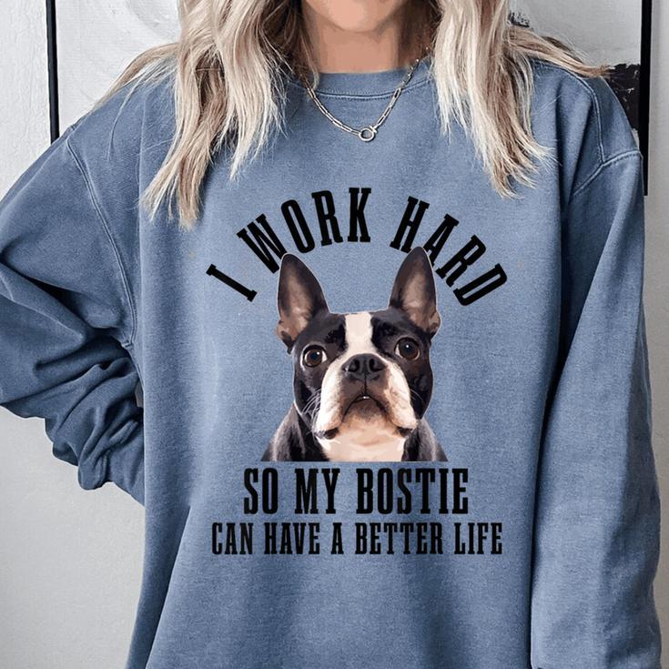 Bostie Mama Dog Dad Boston Terrier For Men Women Comfort Colors Sweatshirt