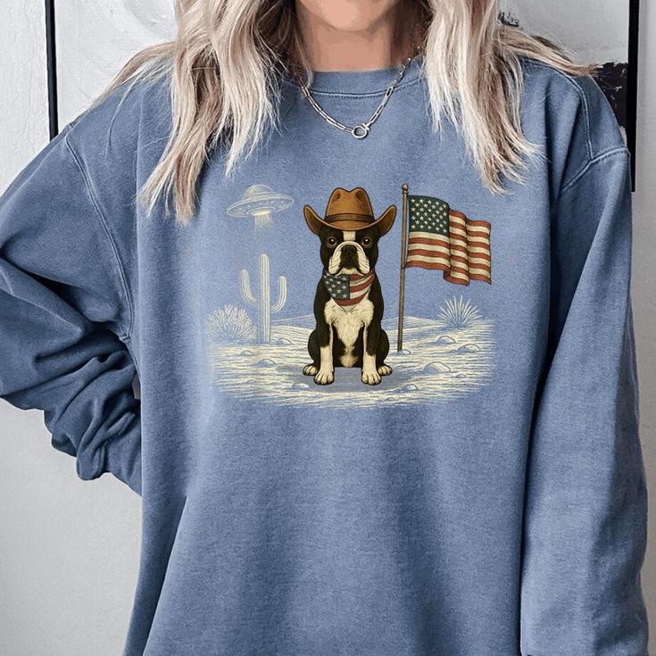 Boston Terrier 4th Of July US American Flag Dog Patriotic Comfort Colors Sweatshirt