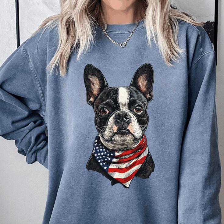 Boston Terrier American Flag Comfort Colors Sweatshirt
