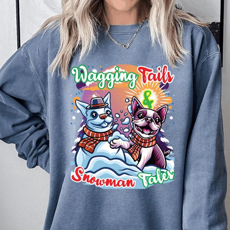 Boston Terrier Dog Christmas Snowman Winter Snow Comfort Colors Sweatshirt
