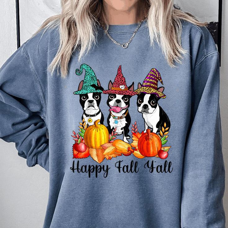 Boston Terrier Dog Lover Fall Ya'Ll Halloween Costume Men Women Comfort Colors Sweatshirt