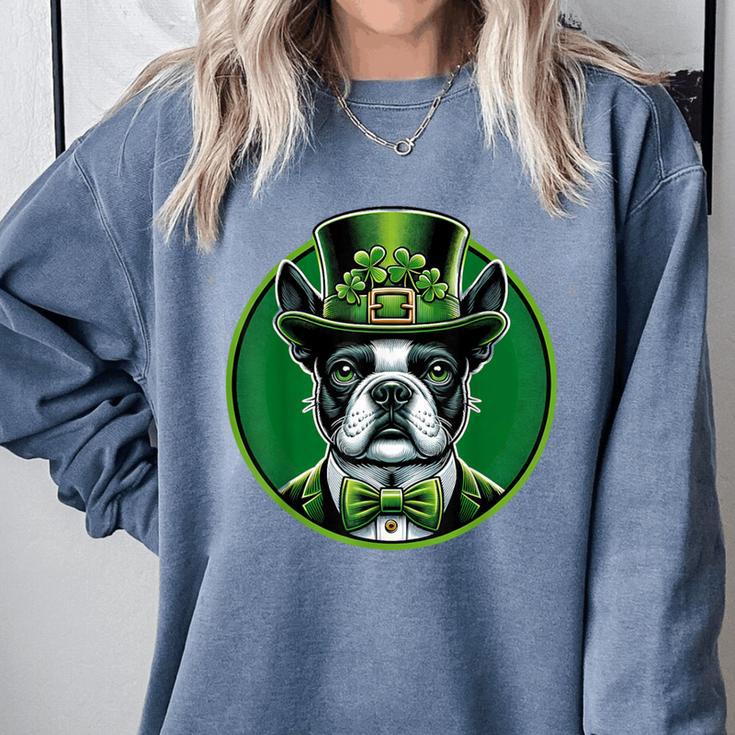 Boston Terrier Dog St Patricks Day Irish Pet Lover Men Women Kids Comfort Colors Sweatshirt