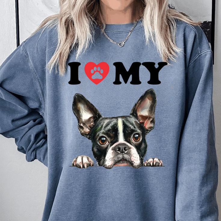Boston Terrier I Heart My Dog Dog Lover Comfort Colors Sweatshirt