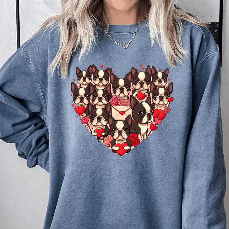 Boston Terrier Heart Valentine Boston Terrier Comfort Colors Sweatshirt