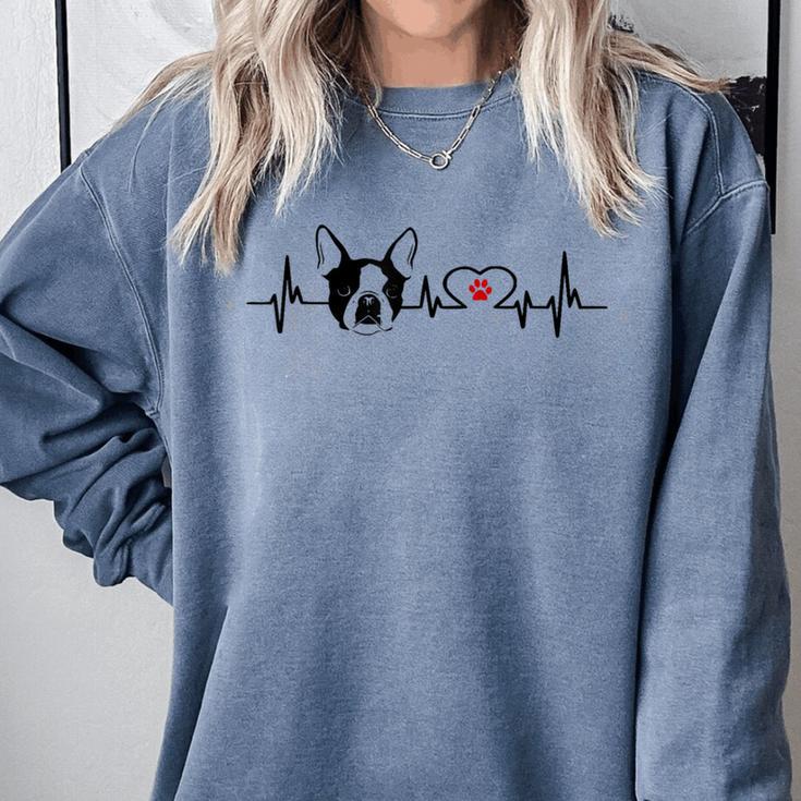 Boston Terrier Heartbeat Heart Line Comfort Colors Sweatshirt