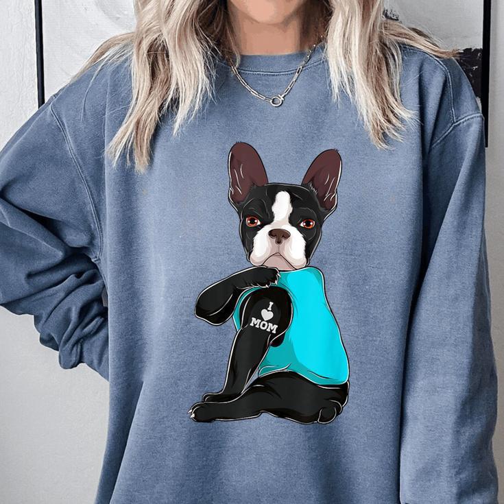Boston Terrier I Love Mom Apparel Comfort Colors Sweatshirt
