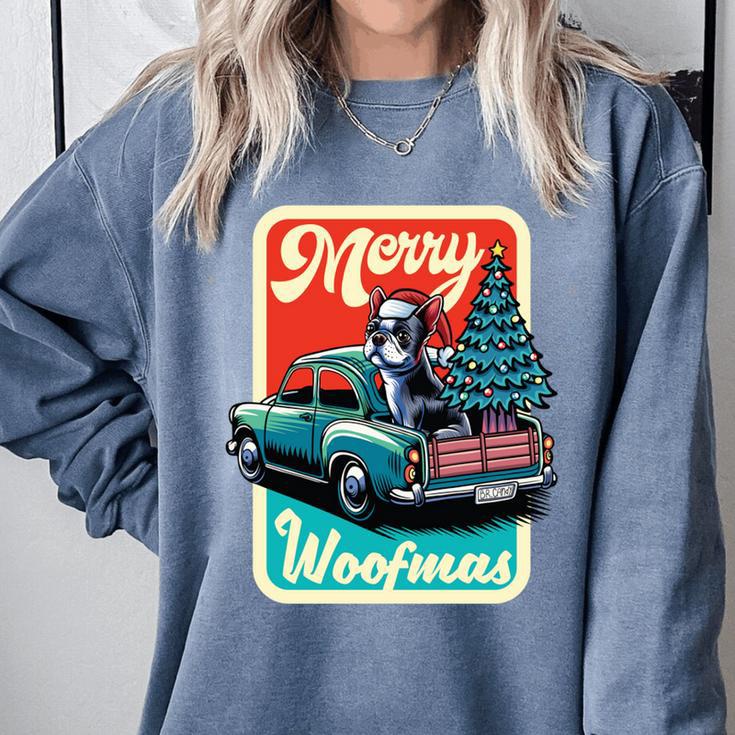 Boston Terrier Merry Christmas Tree Truck Santa Dog X-Mas Comfort Colors Sweatshirt