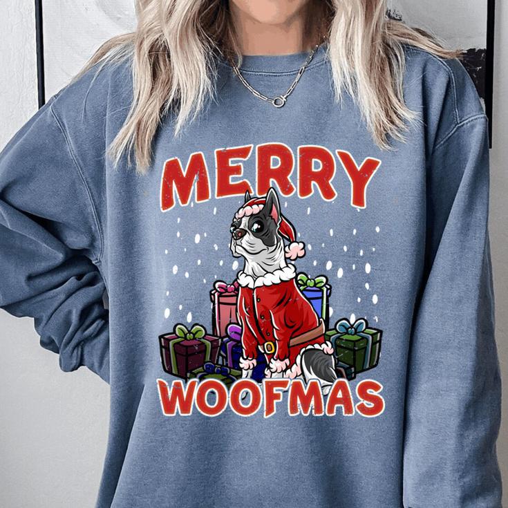 Boston Terrier Santa Claus Hat Merry Christmas Dog X-Mas Comfort Colors Sweatshirt