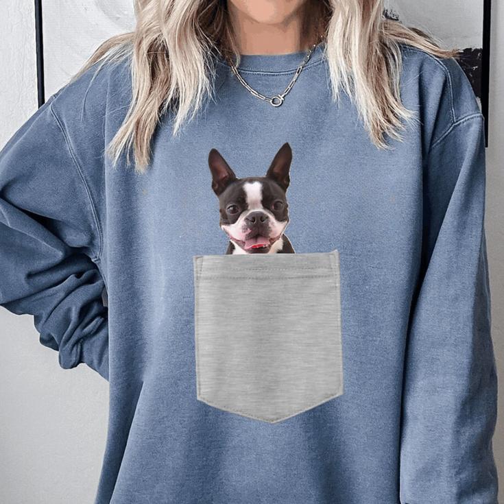 Dog In Your Pocket Boston Terrier For Men Women Girls Kids Comfort Colors Sweatshirt