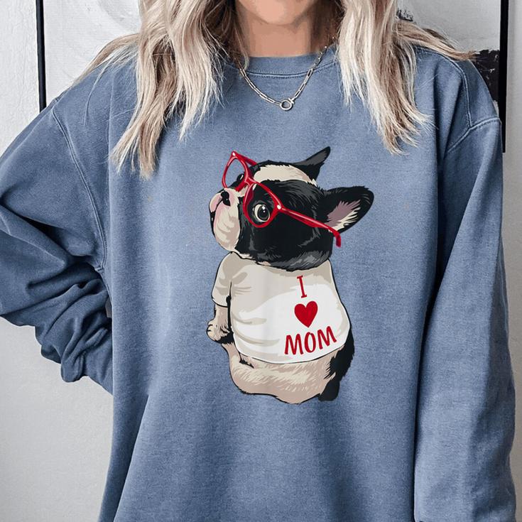 Girls I Heart Mom Love Mama Boston Terrier Dog Lover Comfort Colors Sweatshirt