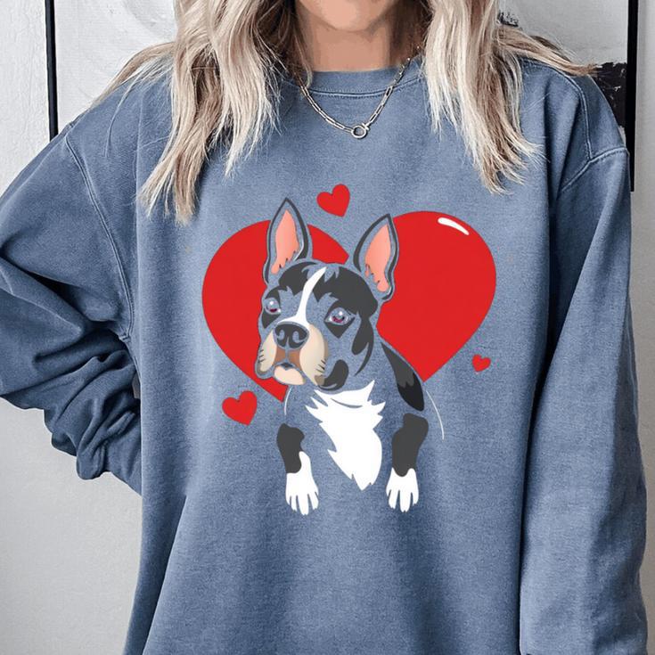 Valentine's Day Boston Terrier Heart Comfort Colors Sweatshirt