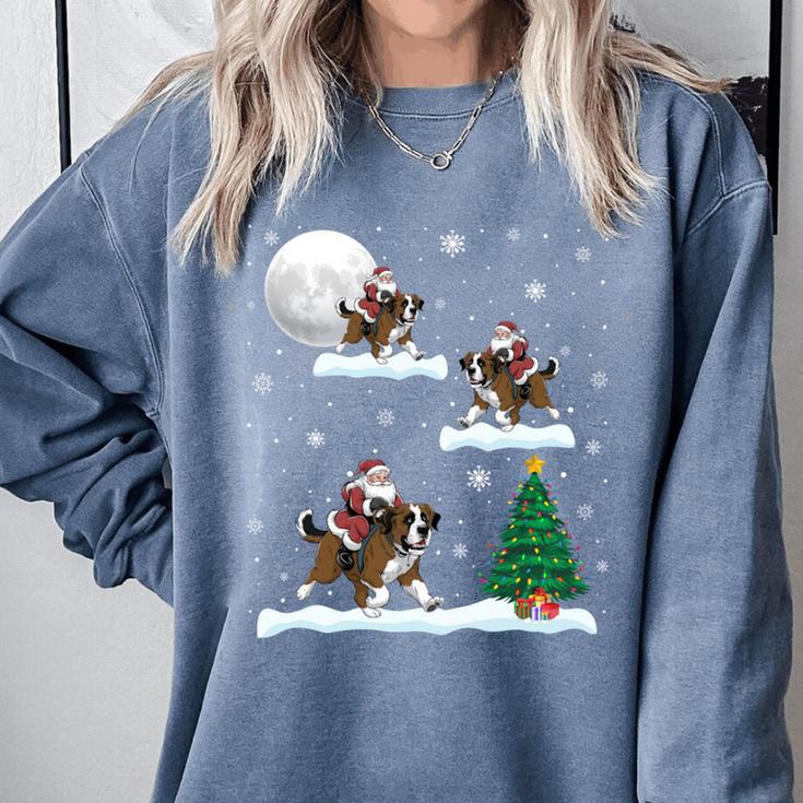 Xmas Lighting Tree Santa Riding Boston Terrier Christmas Comfort Colors Sweatshirt