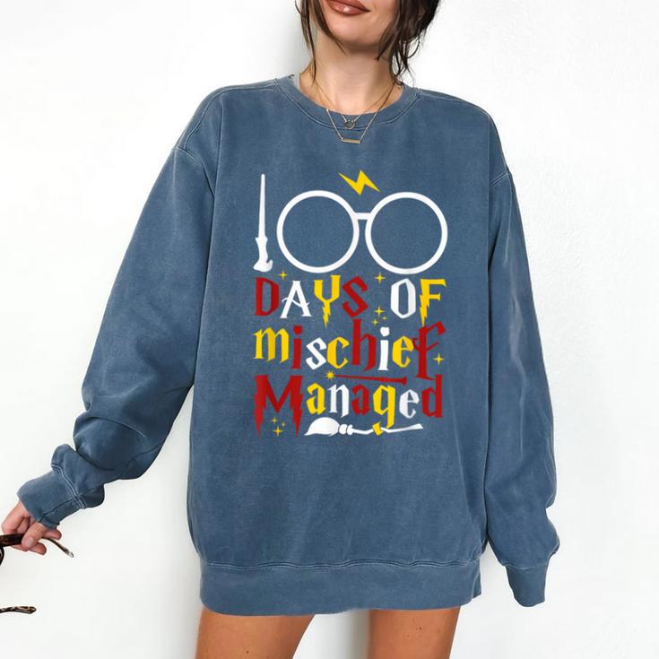 100 Days Of Mischief Managed Teacher Kid 100th Day Of School Comfort Colors Sweatshirt