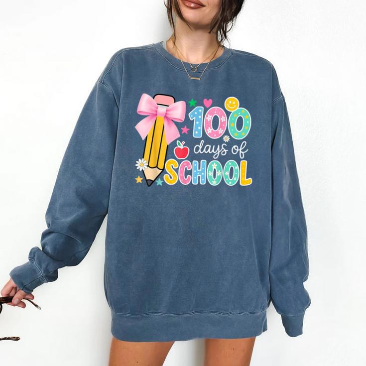100 Days Of School Preppy 100th Day Of School Teachers Girls Comfort Colors Sweatshirt