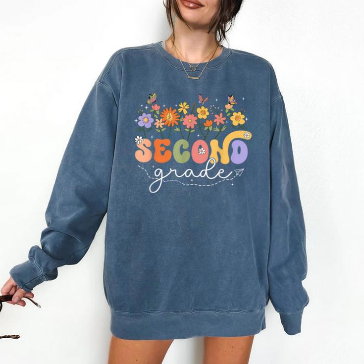 2nd Second Grade Teacher Wildflower Back To School Floral Comfort Colors Sweatshirt