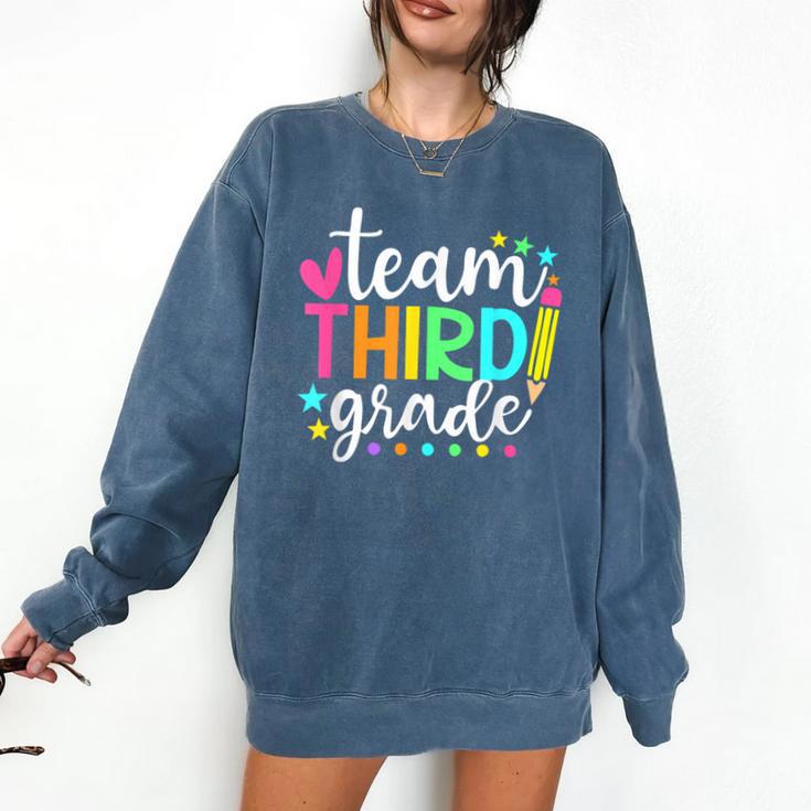 3rd Grade Team Pencil Teacher Student Back To School Girls Comfort Colors Sweatshirt